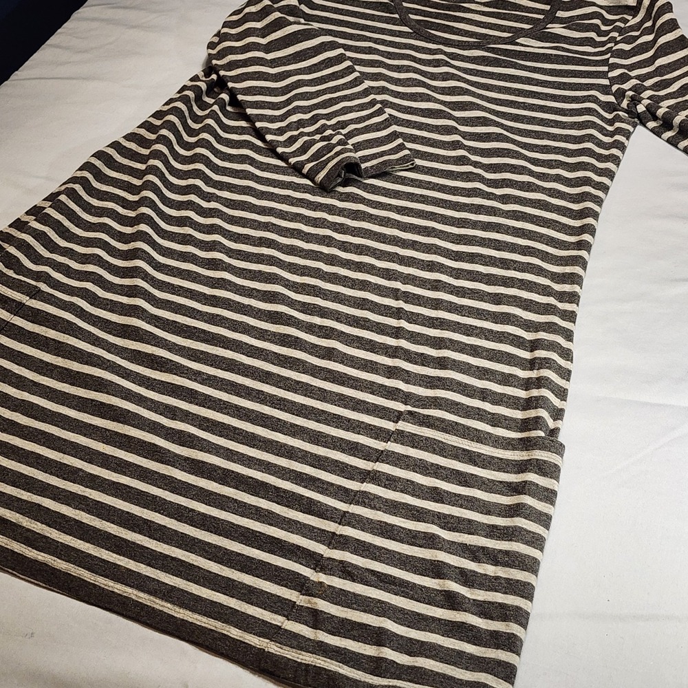 Chadwick Of Boston Womens T Shirt Dress Gray Striped‎ Pockets Long Sleeve Trendy